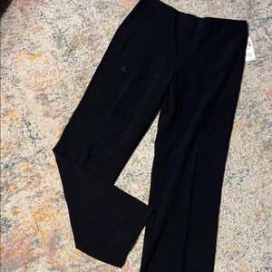 Black Wide-Leg Pants Cargo & Side Pockets 10 NWT